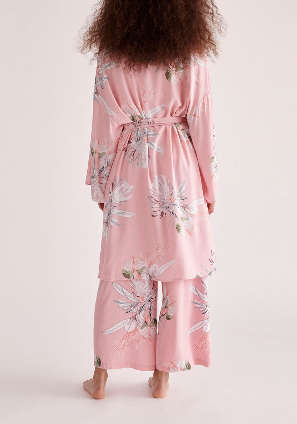 Paisie Floral Pyjama Trousers in Pink Back